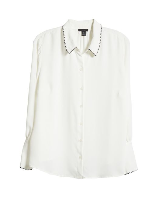 Halogen® White Halogen(r) Shell Stitch Chiffon Button-up Shirt