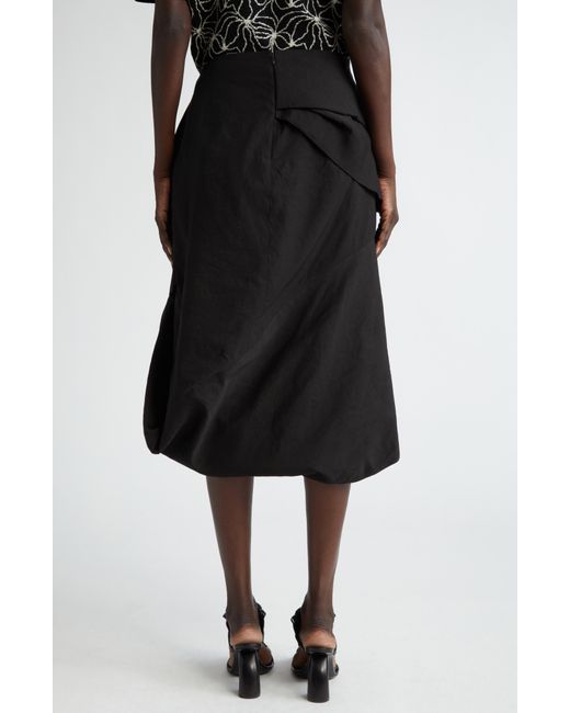 Dries Van Noten Black Sispy Draped Linen & Cotton Skirt