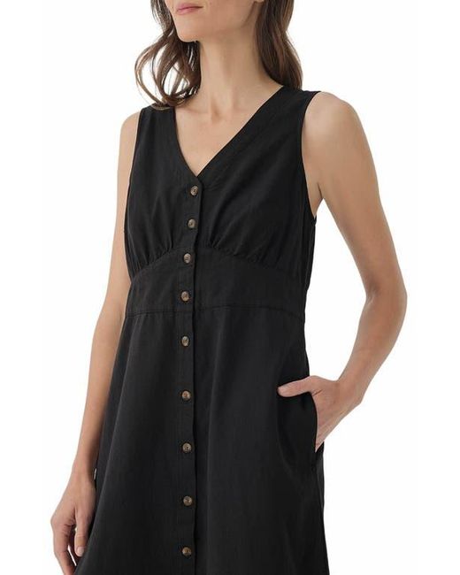 knee length dresses for ladies Women's Organic Canopy Linen Blend Tank Dress in Black | Size Large