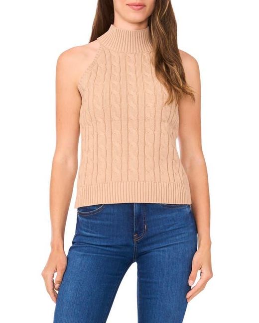 Halogen® Blue Turtleneck Cable Stitch Cotton Sweater Tank