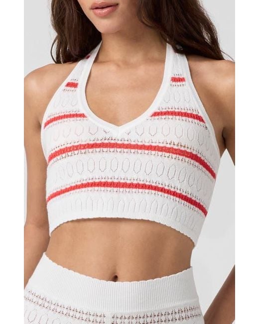 Florence By Mills Pink Pointelle Halter Crop Top