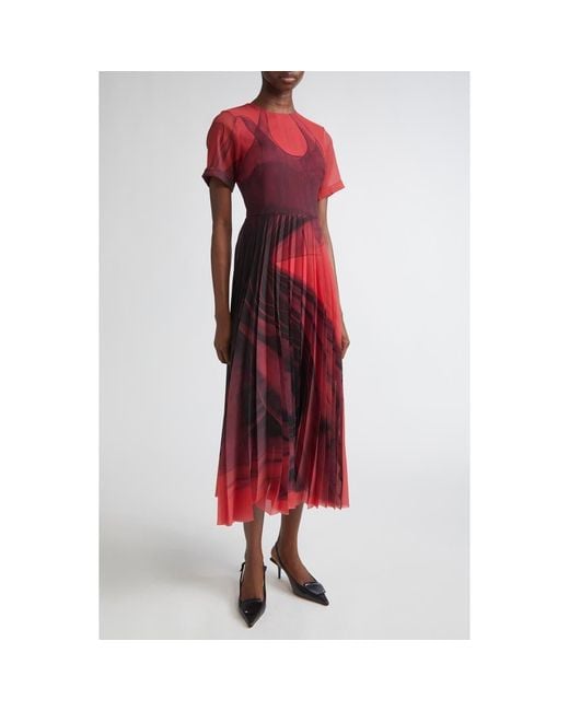 Jason Wu Red Dancing Pleat Pleated Shift Dress