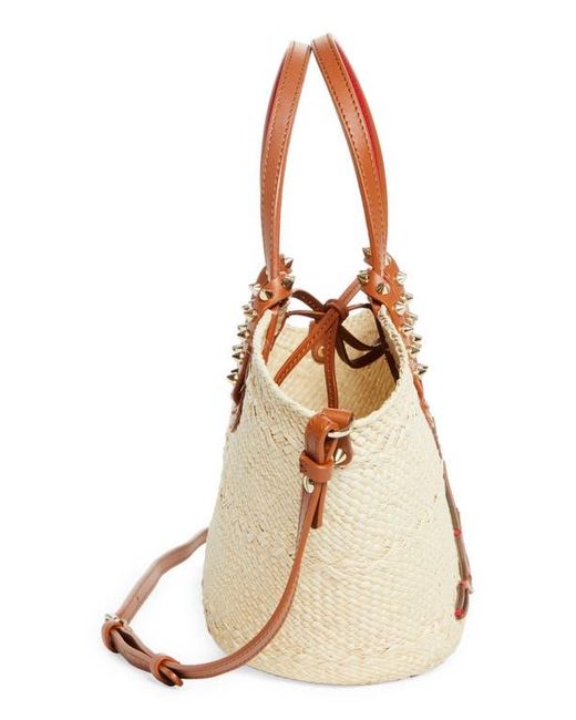 CHRISTIAN LOUBOUTIN Cabata ミニ ラフィア バスケットバッグ Christian Louboutin Cabata Mini Basket Tote Bag in Raffia
