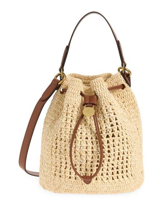 Mulberry Small Crochet Raffia Bucket Bag in Natural | Lyst