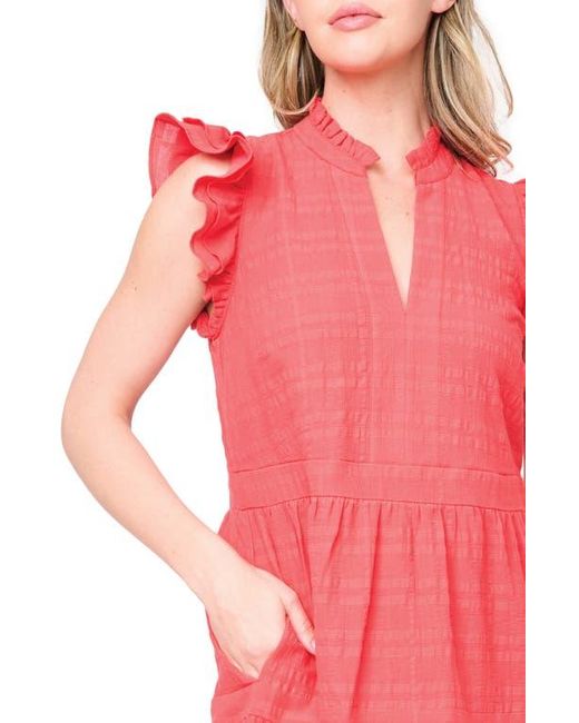 Gibsonlook Red Decked Out Cotton Seersucker Sundress
