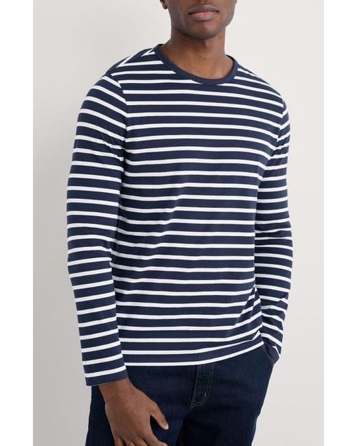 Seasalt Cornwall Blue Sailor Stripe Long Sleeve T-Shirt for men