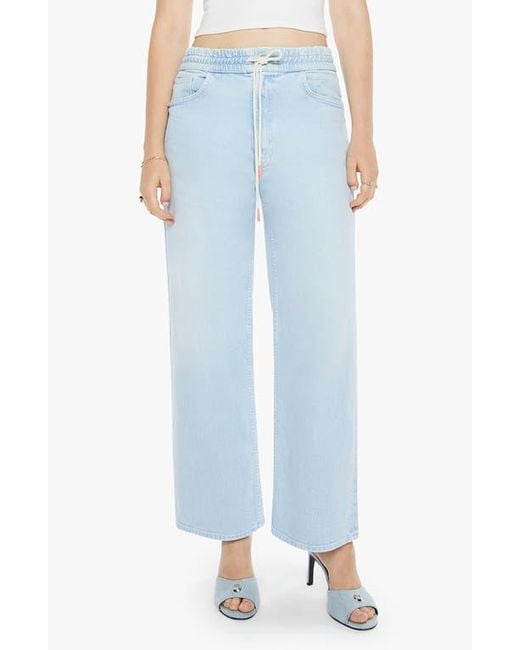 Mother Blue The Drawn Tagger Flood Stretch Cotton Drawstring Pants