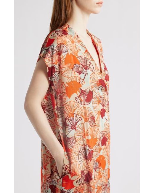 Masai Orange Olivian Print Midi Dress