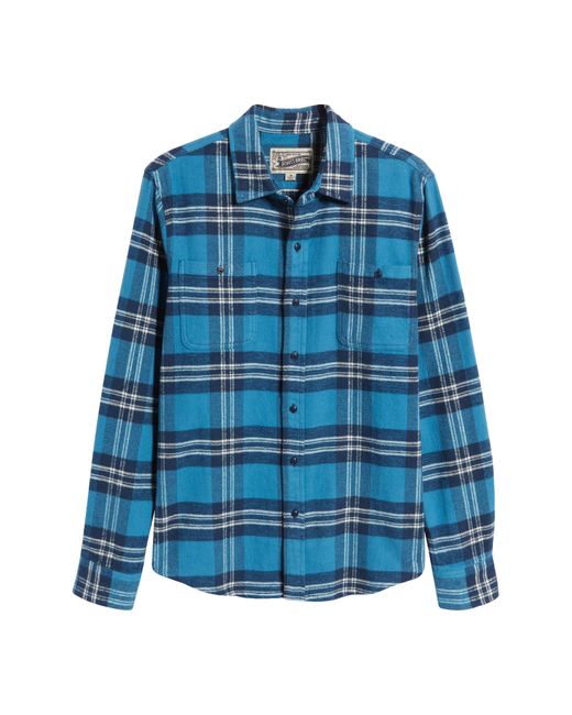 Schott Nyc Blue Two-pocket Long Sleeve Flannel Button-up Shirt for men