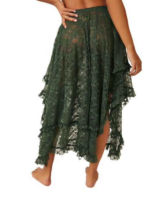 Free People Green French Courtship Lace Half Slip