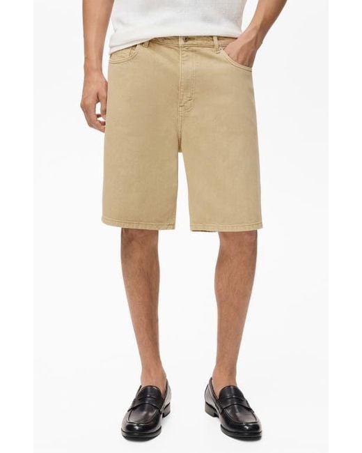 Mango Natural Relaxed Fit Denim Bermuda Shorts for men