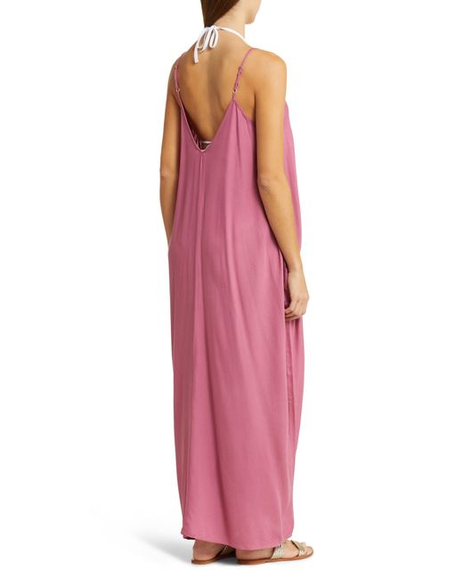 Elan Pink V-back Cover-up Maxi Dress