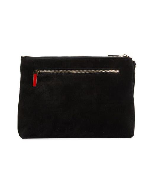 Christian Louboutin Black Funky Crosta Spikes Suede Wristlet