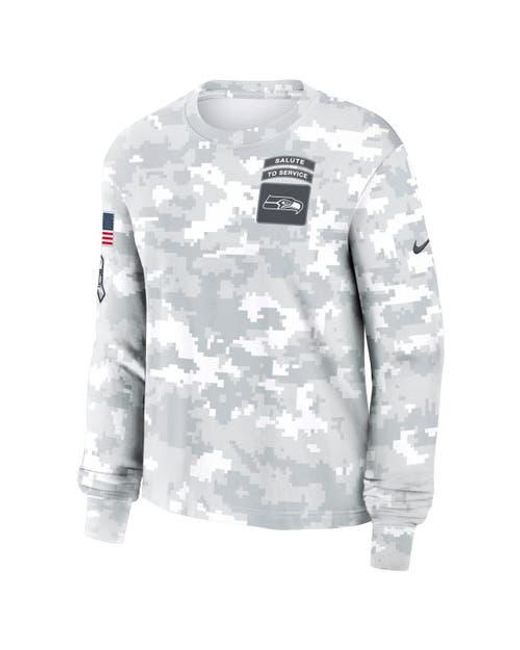 Nike White Seattle Seahawks 2024 Salute To Service Performance Long Sleeve T-Shirt