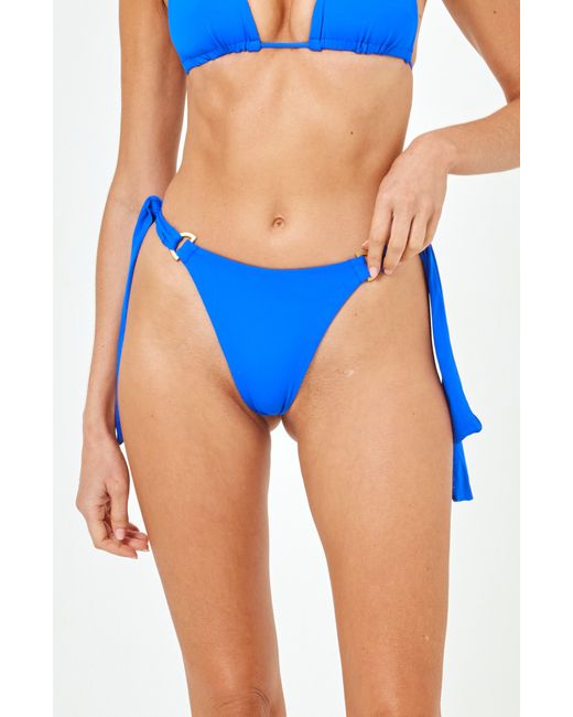L*Space Blue Kiki Tanga Side Tie Bikini Bottoms