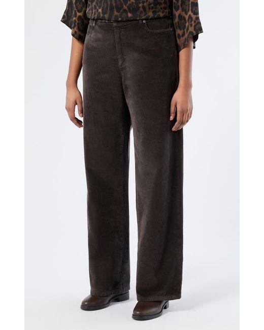 Marina Rinaldi Black Medea Wide Leg Corduroy Pants