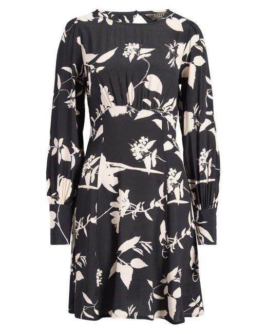 Lipsy Black Floral Print Long Sleeve Minidress
