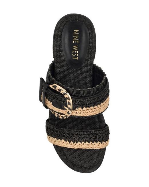 Nine West Black Sameey Two-Strap Sandal