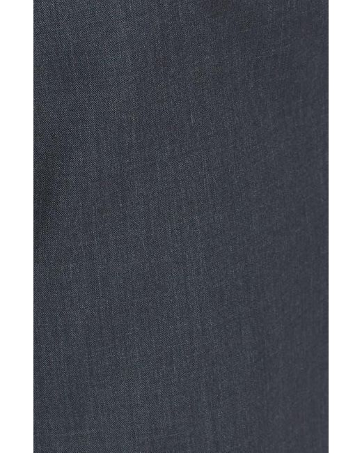 Berle Blue Self Sizer Waist Pleated Lightweight Plain Weave Classic Fit Trousers for men