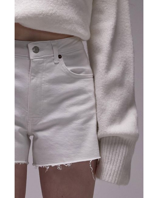 TOPSHOP White Denim Comfort Stretch Shorts