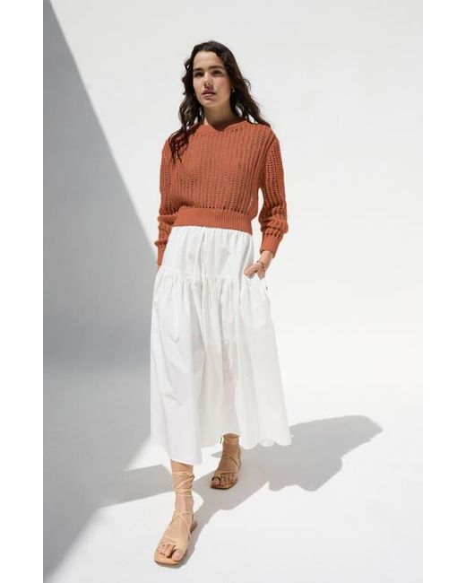 DELUC Brown Einar Crop Open Stitch Sweater