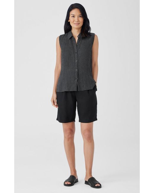 Eileen Fisher Black Organic Linen Shorts