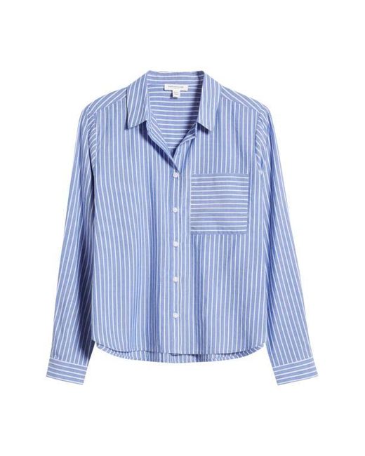 Beach Lunch Lounge Blue Candy Stripe Cotton Blend Button-Up Shirt