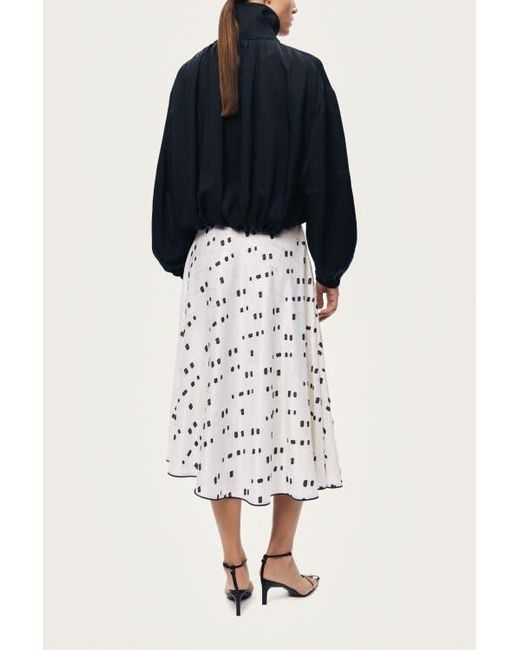 Nocturne Blue High-Neck Gathered Jacket