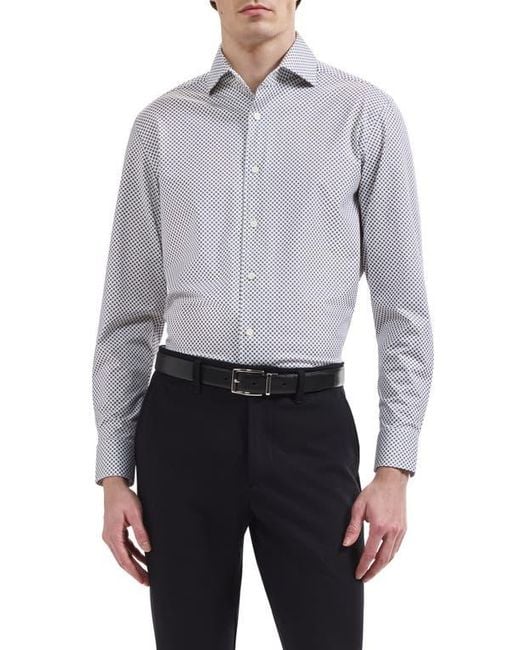 Bugatchi Gray Devon Ooohcotton Stretch Button Up Shirt for men