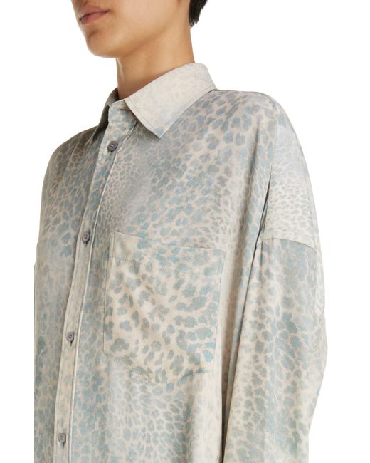 Balenciaga Gray Bleached Leopard Print Cocoon Shirt