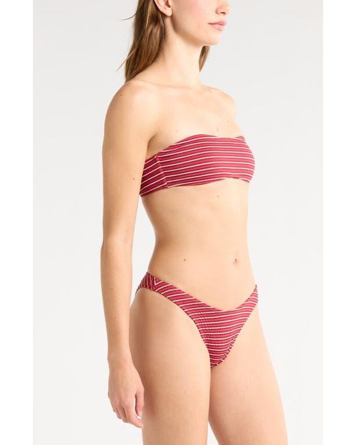 PacSun Red Emily Stripe High Leg Scoop Bikini Bottoms