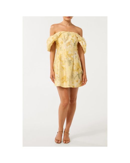 EVER NEW Women's Yellow Jacquie Off The Shoulder Minidress
