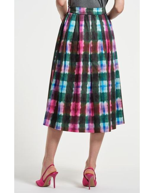 Isaac Mizrahi New York Red Stretch Cotton Sateen Midi Skirt