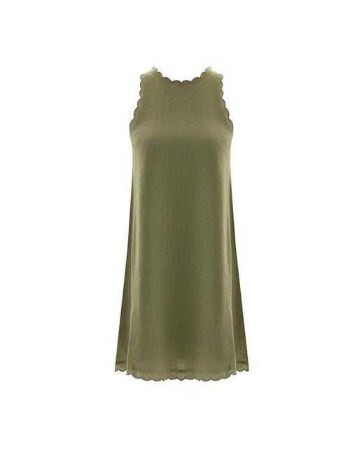 Monlicia Green Calia Cream Mini Linen Dress