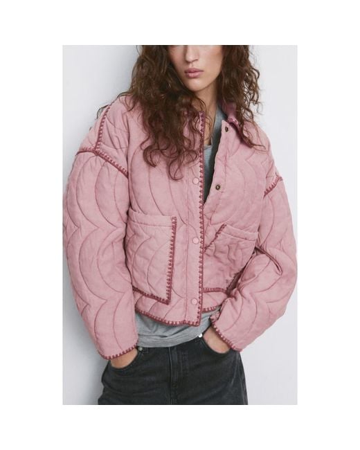 Mango Red Quilted Jacket