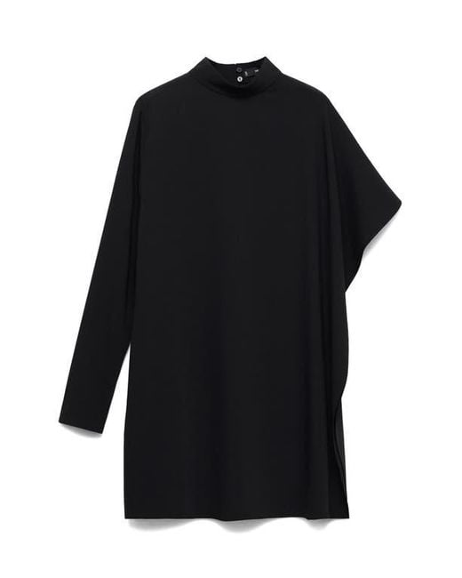 Mango Black Luna Asymmetric Mock Neck Minidress