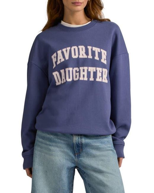 FAVORITE DAUGHTER Blue Collegiate Cotton Blend Sweatshirt