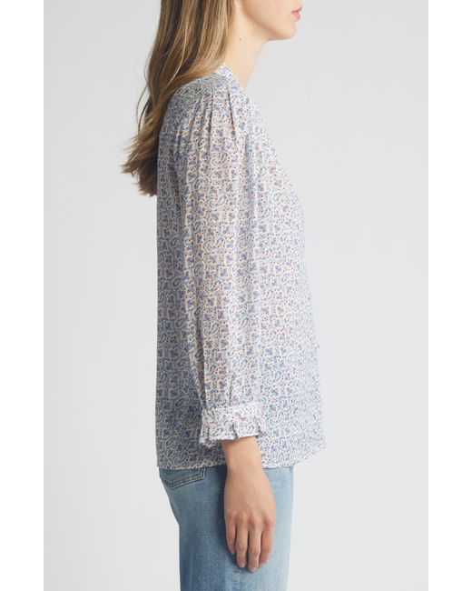 PAIGE Gray Keyra Floral Print Button-up Top