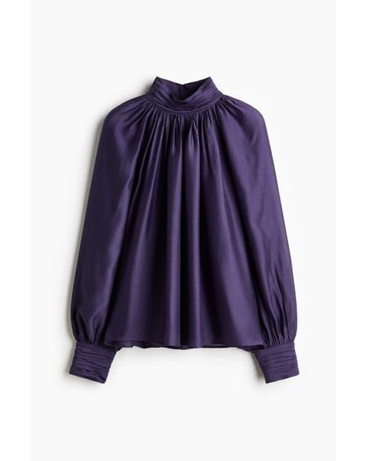 H&M Blue Draped Blouse
