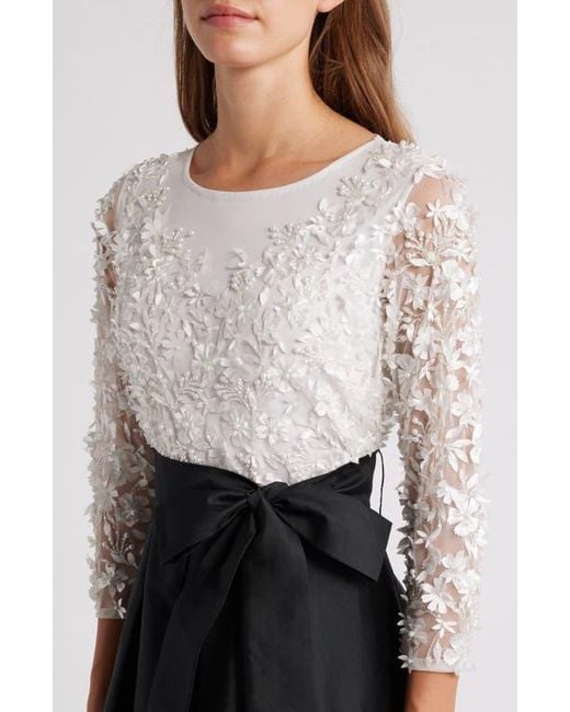 Pisarro Nights Black 3D Floral Bodice Beaded Gown