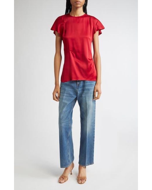 Victoria Beckham Red Draped Satin Top