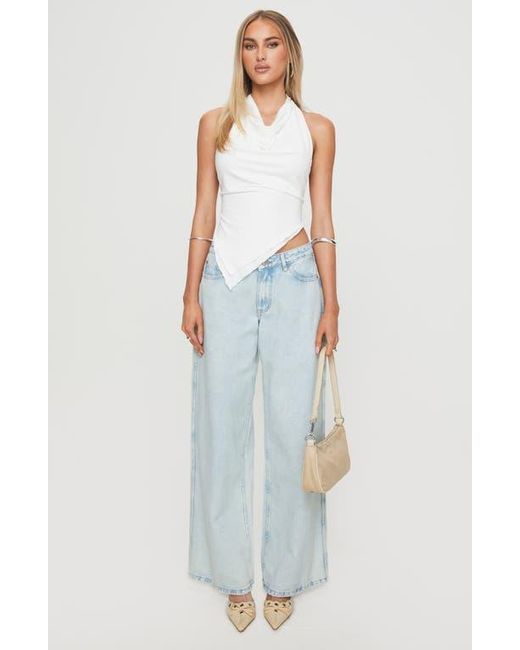 Princess Polly Blue Interlude Open Back Asymmetric Halter Top