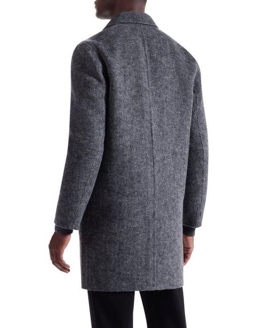 Bugatchi Gray Herringbone Wool Blend Car Coat for men