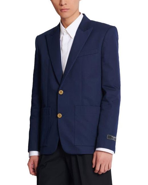 Balmain Blue Cotton Twill 2-Button Jacket for men