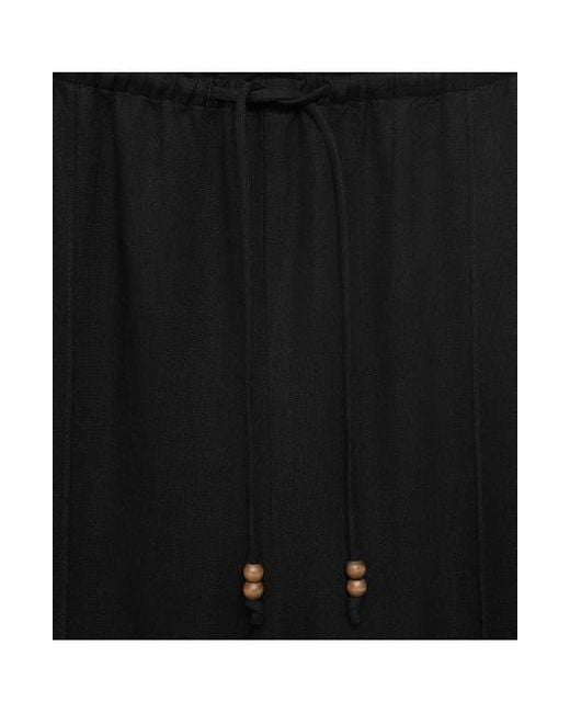 Mango Black Drawstring Waist Linen Blend Pants