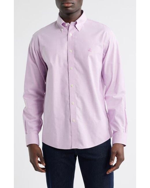 Brooks Brothers Pink Non-Iron Regular Fit Stretch Cotton Button-Down Oxford Shirt for men