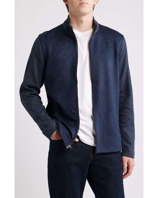 Johnston & Murphy Blue Sueded Mixed Media Jacket for men
