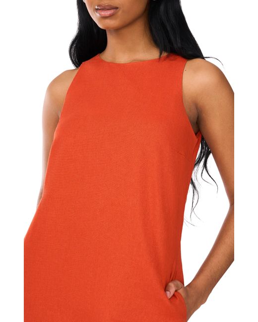 Halogen® Orange Halogen(r) Sleeveless Linen Blend A-line Dress