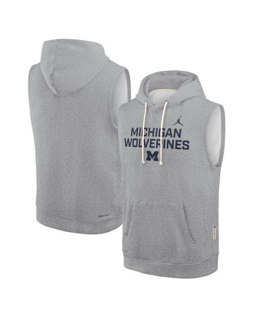 Nike Gray Michigan Wolverines 2025 Sideline Performance Sleeveless Pullover Hoodie for men