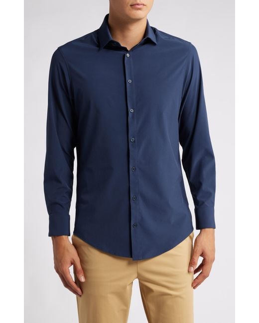 Mizzen+Main Blue Leeward Solid Button-Up Shirt for men